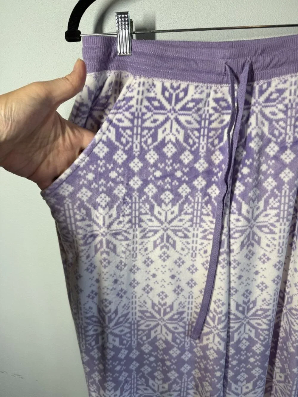 Croft‎ & Barrow Snowflake Fleece Pajama Set Medium Purple/White Soft Cozy Lounge